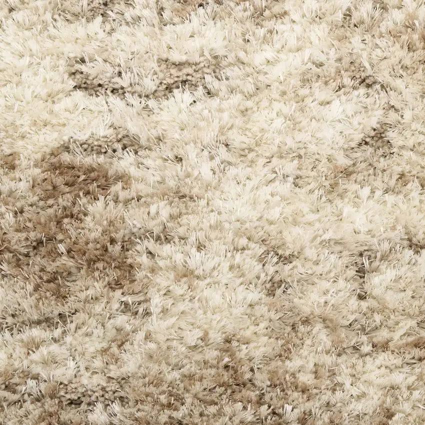 Beige and Ivory Abstract Shag Area Rug Photo 4