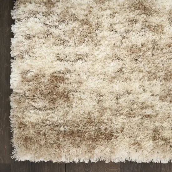 Beige and Ivory Abstract Shag Area Rug Photo 9