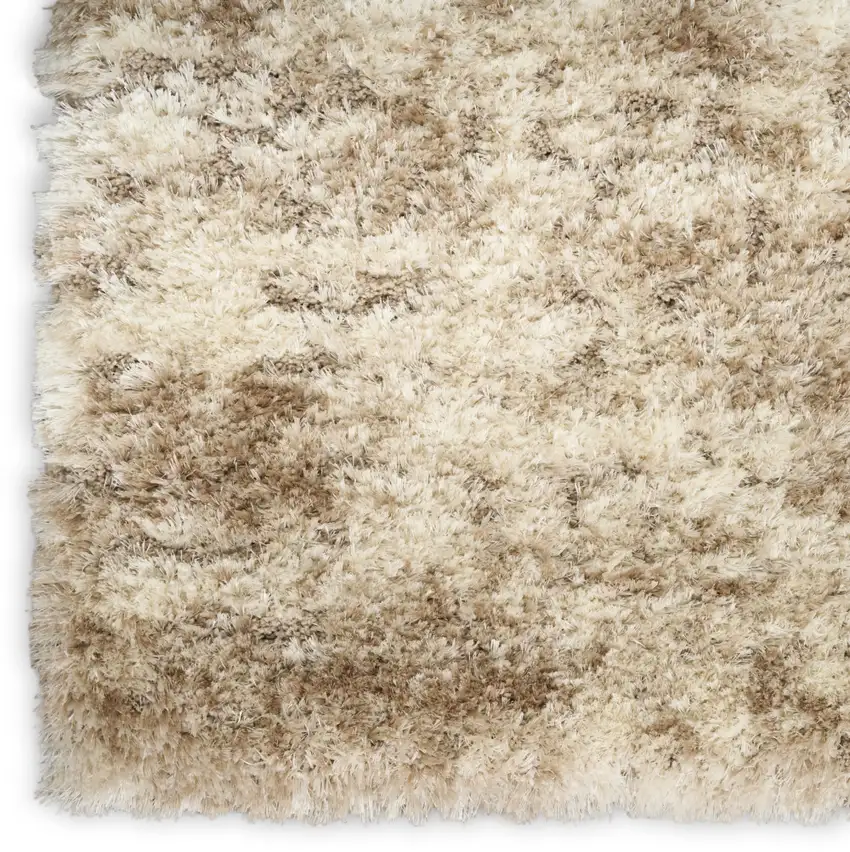 Beige and Ivory Abstract Shag Area Rug Photo 7