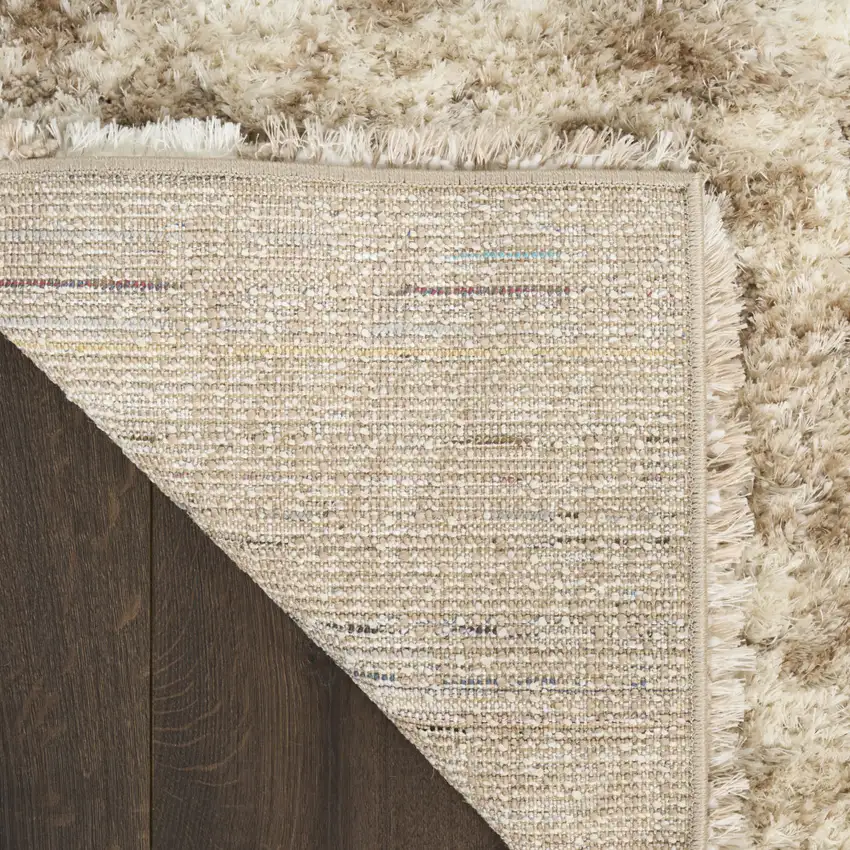 Beige and Ivory Abstract Shag Area Rug Photo 8