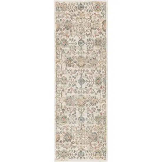 Beige and Ivory Abstract Shag Area Rug Photo 1