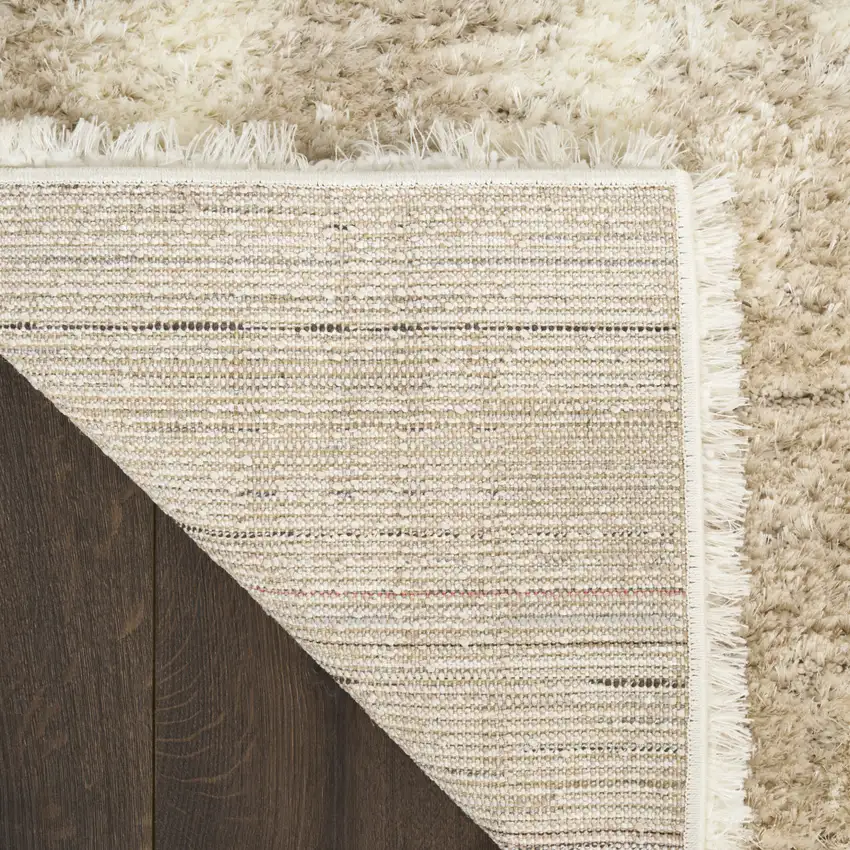 Beige and Ivory Abstract Shag Area Rug Photo 8