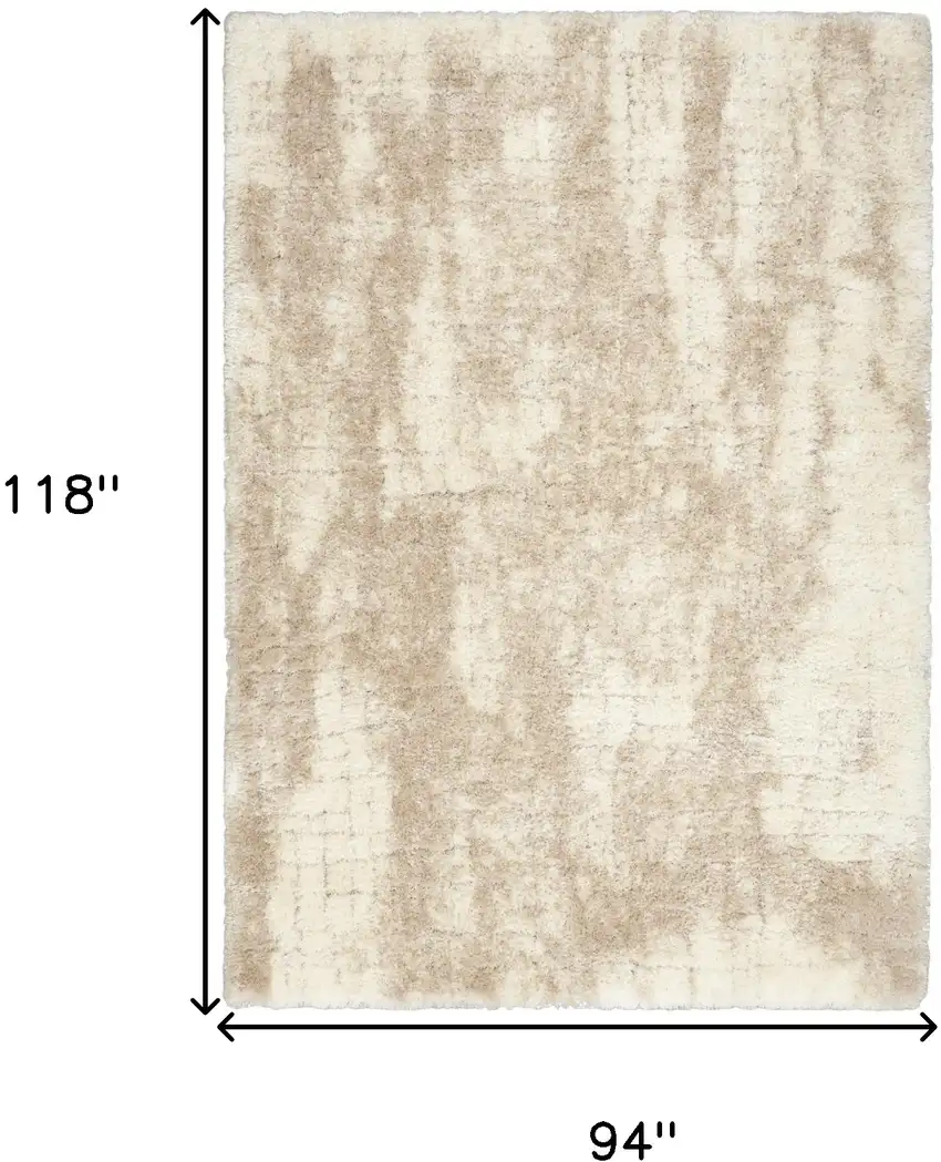 Beige and Ivory Abstract Shag Area Rug Photo 3