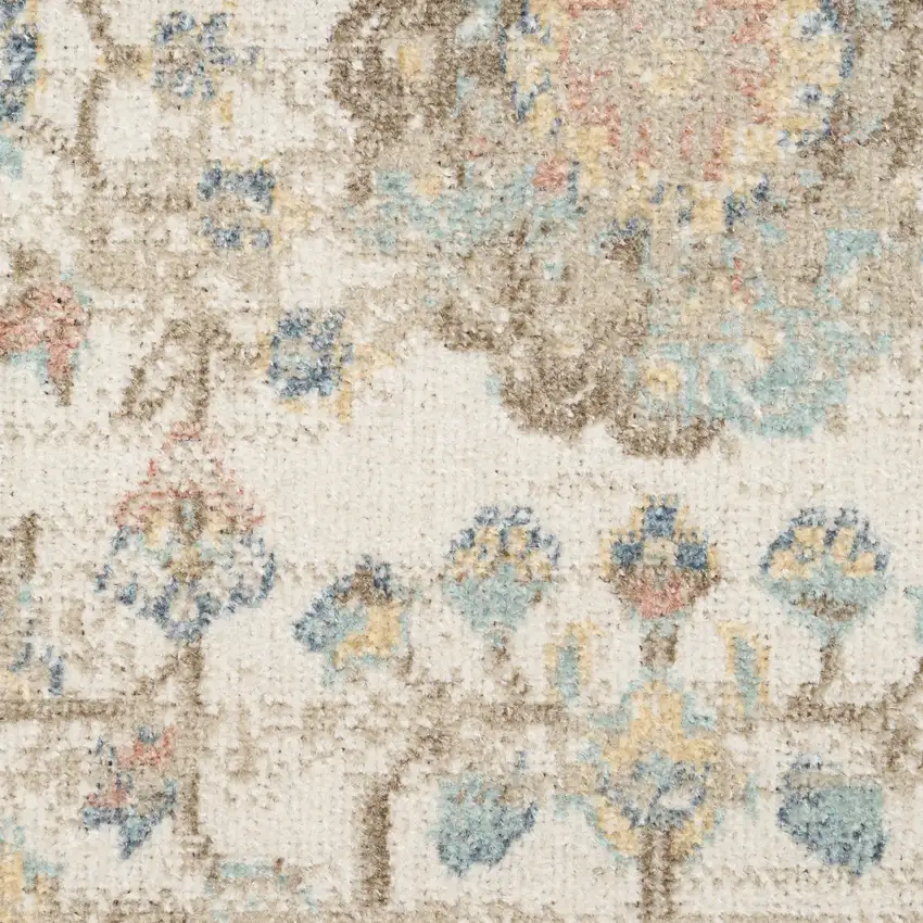 Beige and Ivory Abstract Shag Area Rug Photo 1