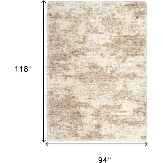 Beige and Ivory Abstract Shag Area Rug Photo 3