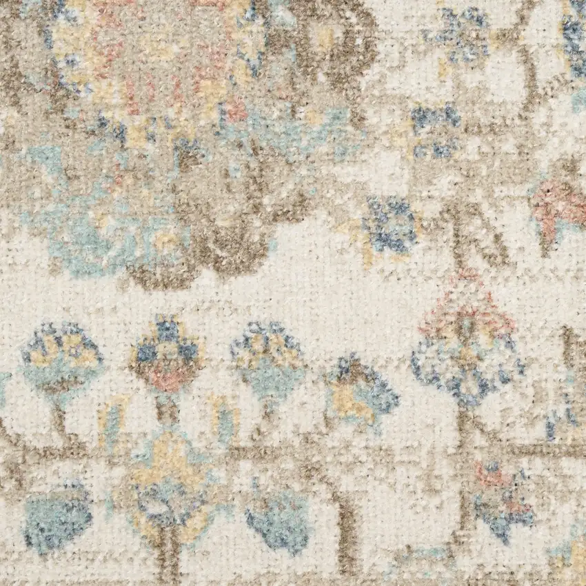 Beige and Ivory Abstract Shag Area Rug Photo 3