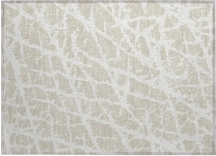Beige and Ivory Abstract Washable Non Skid Indoor Outdoor Area Rug Photo 2