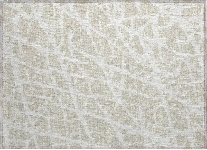 Beige and Ivory Abstract Washable Non Skid Indoor Outdoor Area Rug Photo 2