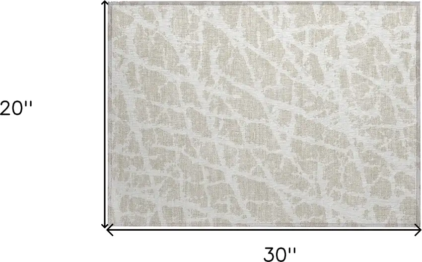 Beige and Ivory Abstract Washable Non Skid Indoor Outdoor Area Rug Photo 3