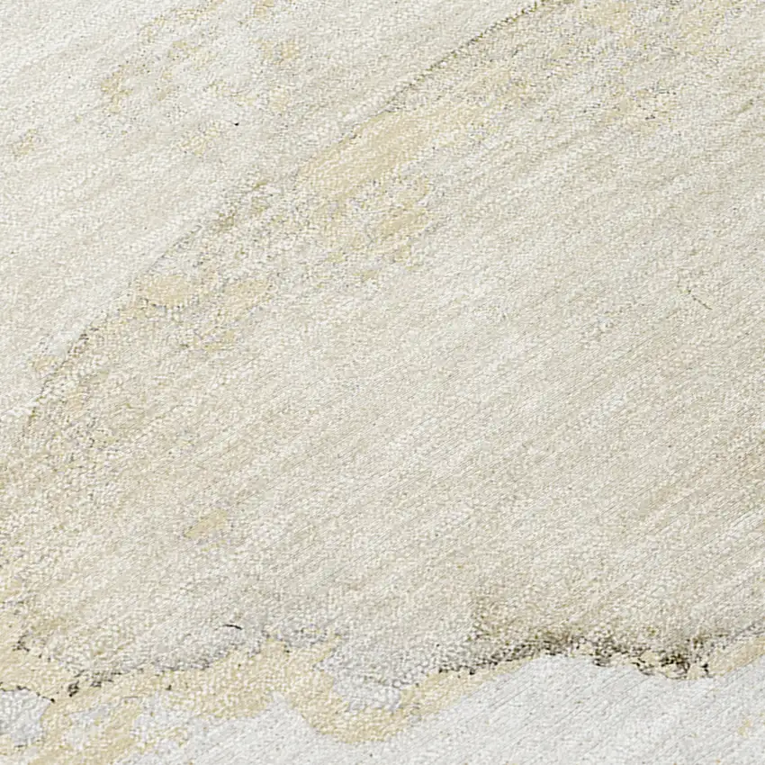 Beige And Ivory Abstract Washable Indoor Outdoor Area Rug Photo 8