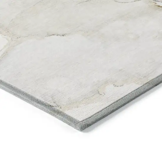 Beige And Ivory Abstract Washable Indoor Outdoor Area Rug Photo 5
