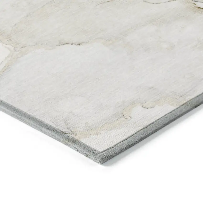 Beige And Ivory Abstract Washable Indoor Outdoor Area Rug Photo 5