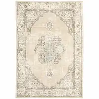 Photo of Beige and Ivory Center Jewel Area Rug