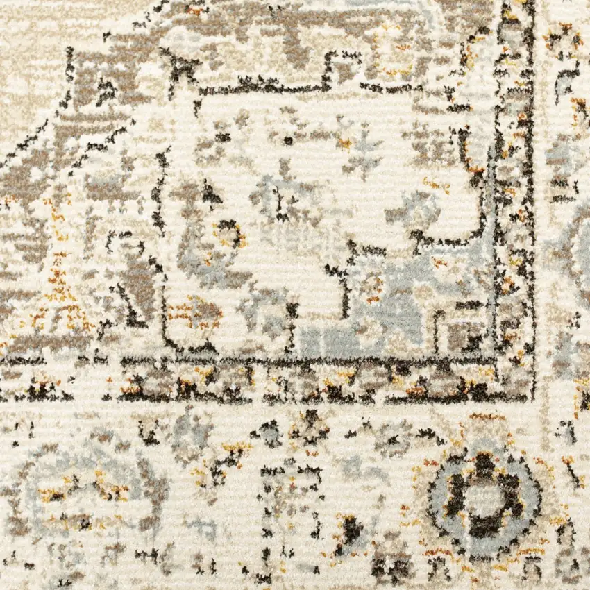 Beige and Ivory Center Jewel Area Rug Photo 2