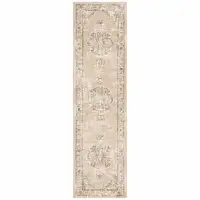 Photo of Beige and Ivory Center Jewel Runner Rug