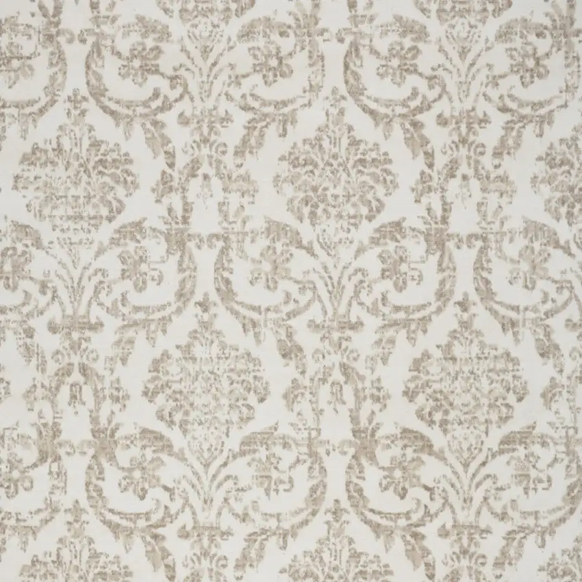 Beige and Ivory Damask Distressed Non Skid Area Rug Photo 9