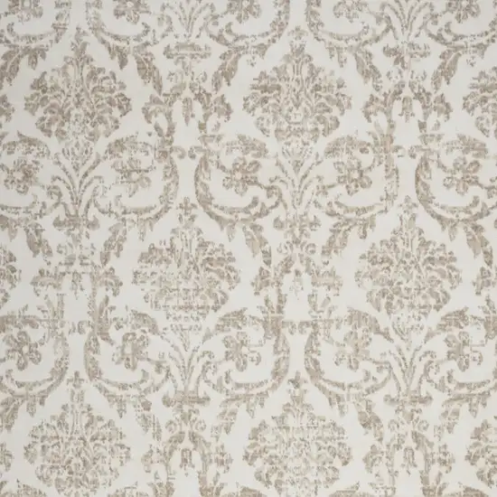 Beige and Ivory Damask Distressed Non Skid Area Rug Photo 6