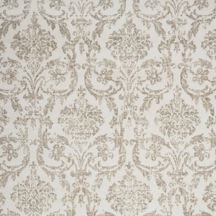 Beige and Ivory Damask Distressed Non Skid Area Rug Photo 6