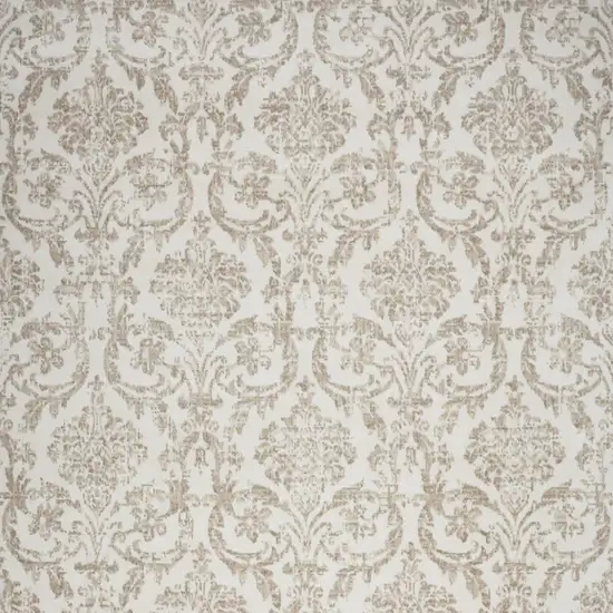 Beige and Ivory Damask Distressed Non Skid Area Rug Photo 7