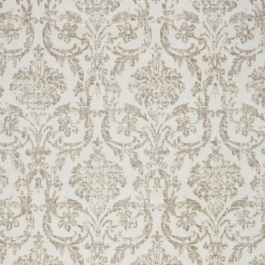 Beige and Ivory Damask Distressed Non Skid Area Rug Photo 6