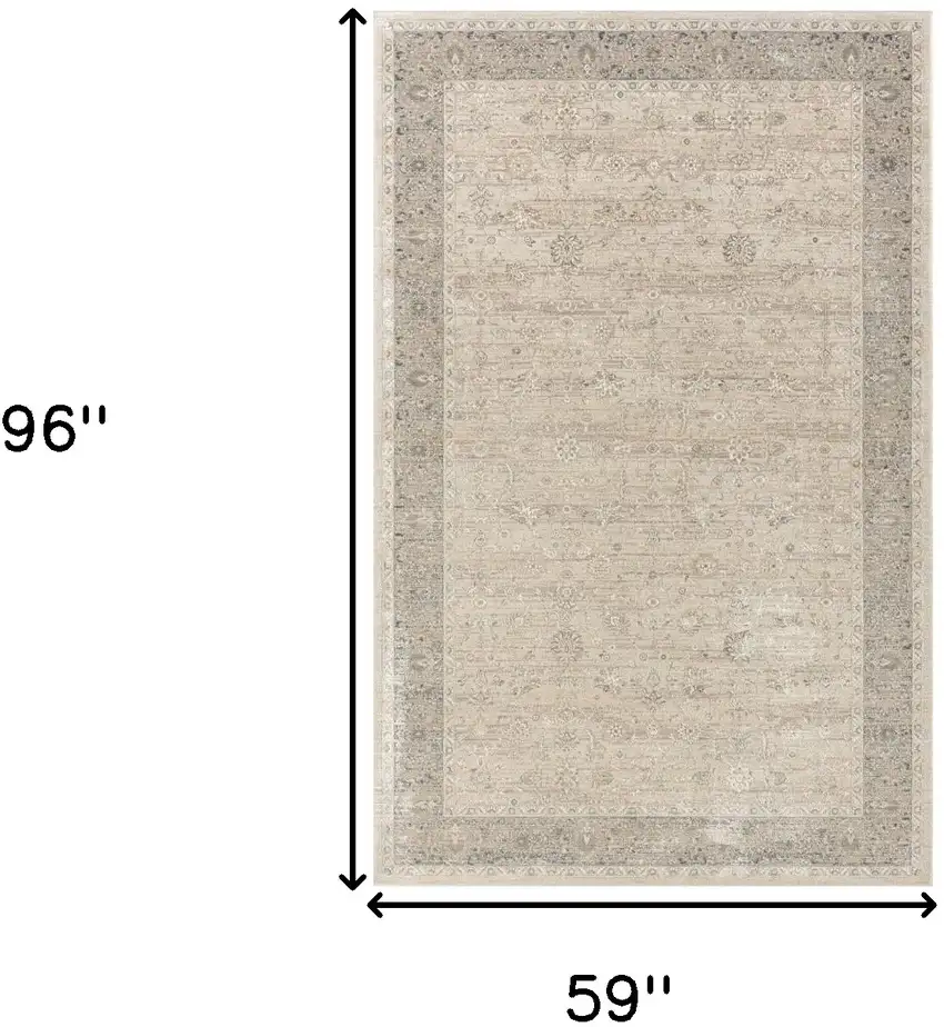 Beige and Ivory Floral Area Rug Photo 3