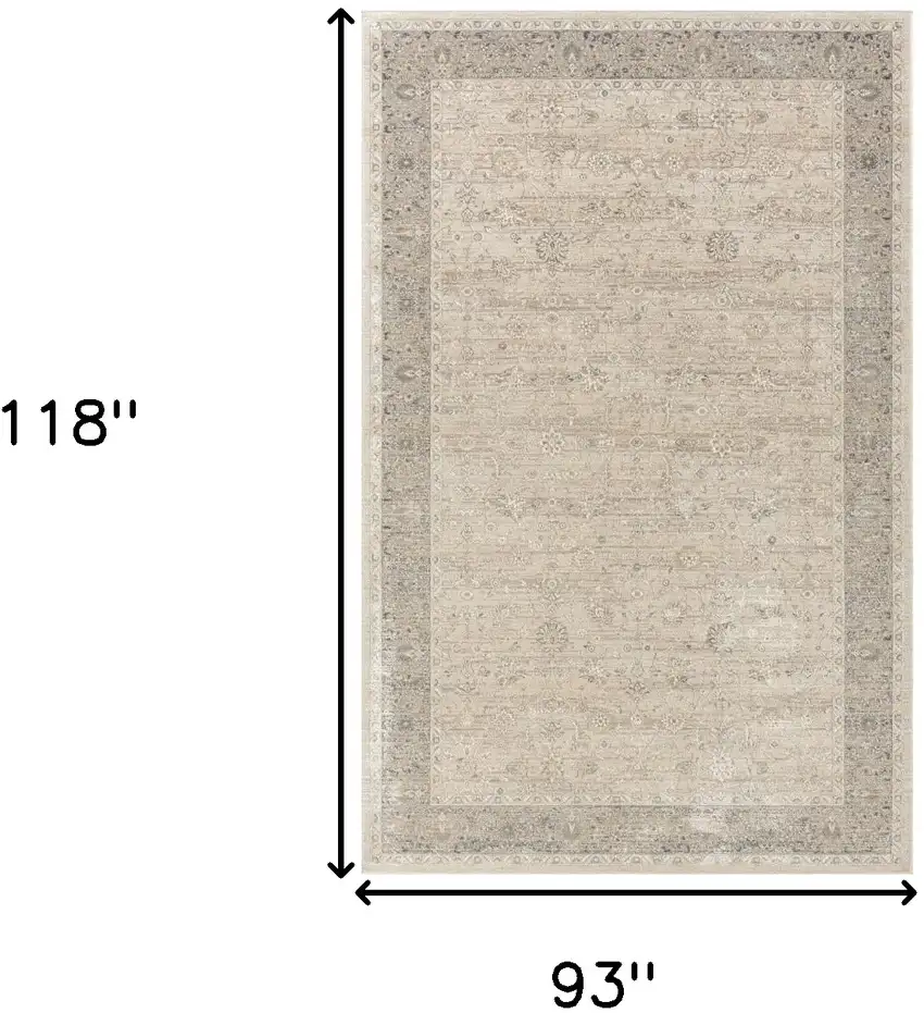 Beige and Ivory Floral Area Rug Photo 3