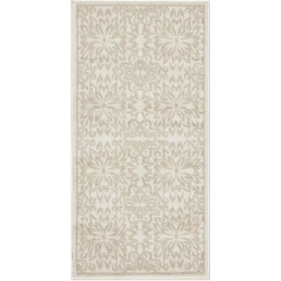 Beige and Ivory Floral Area Rug Photo 2