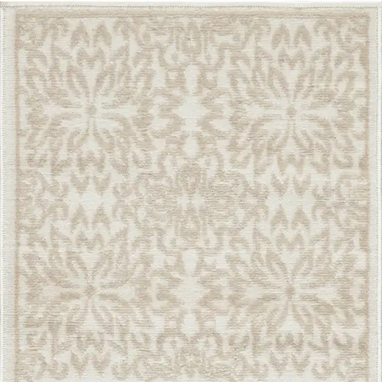 Beige and Ivory Floral Area Rug Photo 4