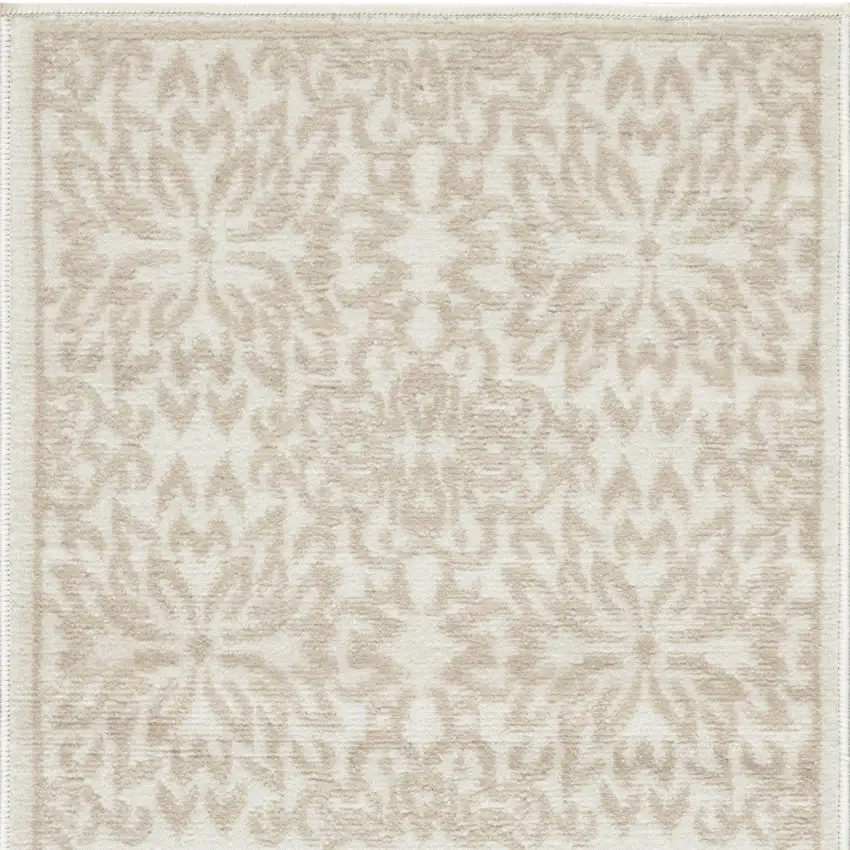 Beige and Ivory Floral Area Rug Photo 4