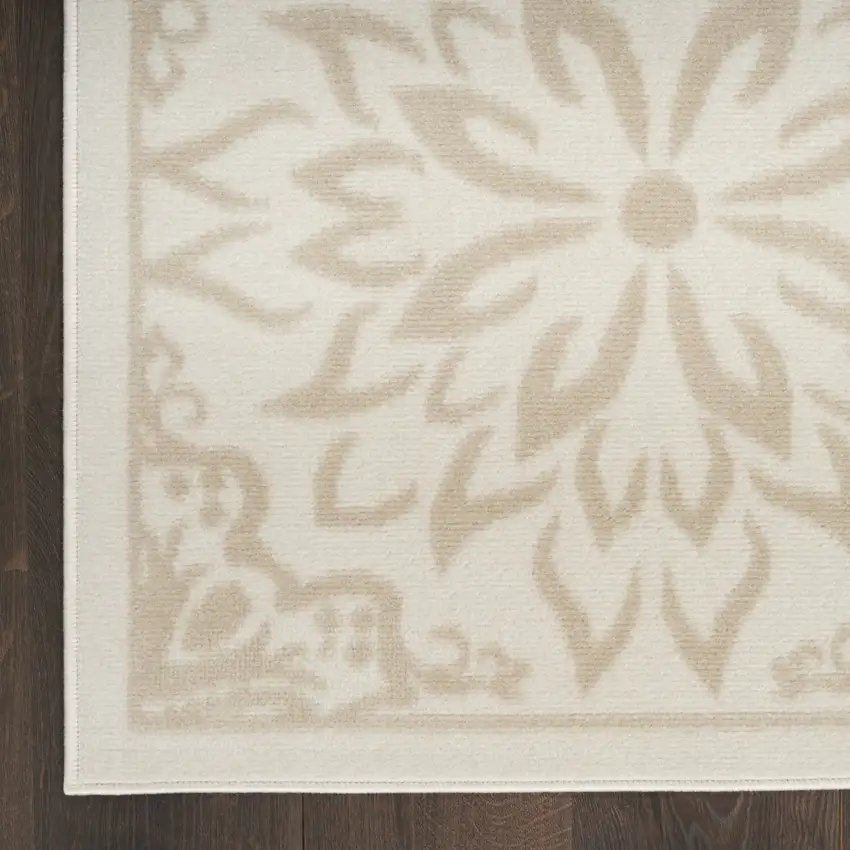Beige and Ivory Floral Area Rug Photo 8