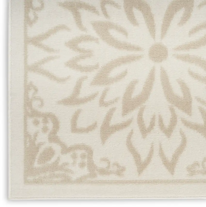 Beige and Ivory Floral Area Rug Photo 6
