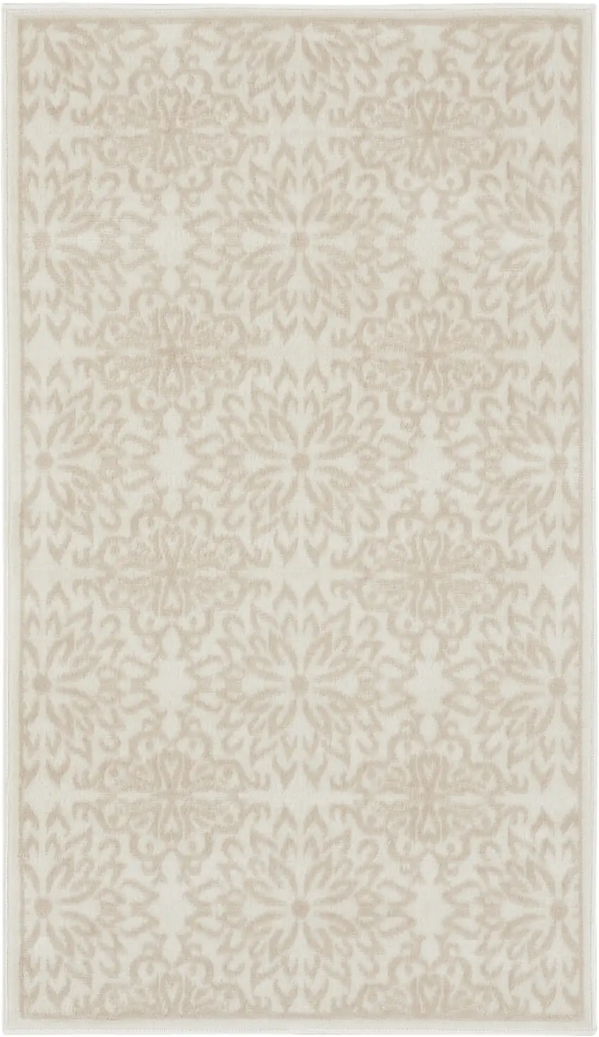 Beige and Ivory Floral Area Rug Photo 2