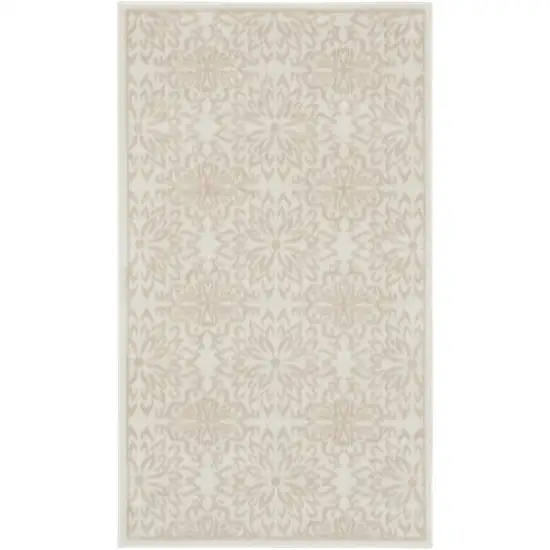 Beige and Ivory Floral Area Rug Photo 1