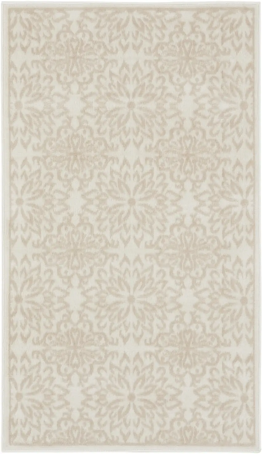 Beige and Ivory Floral Area Rug Photo 1