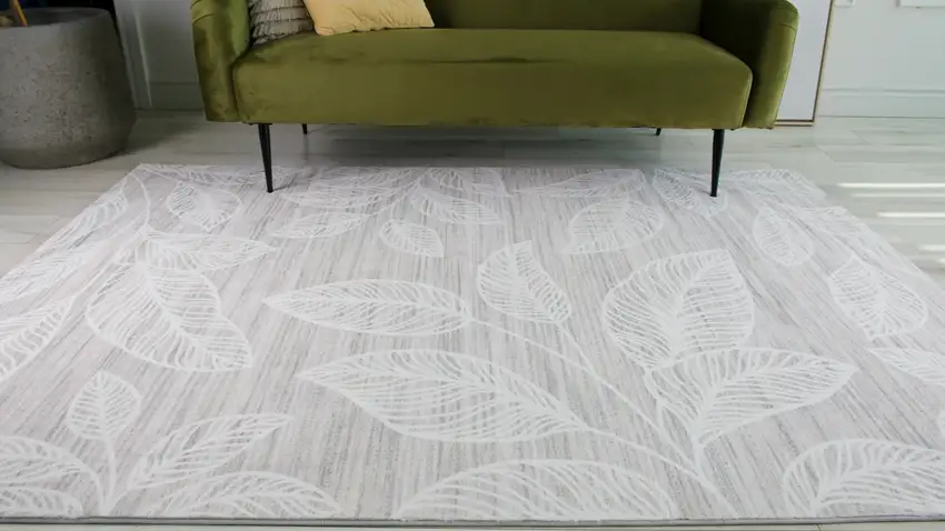 Beige and Ivory Floral Distressed Area Rug Photo 9