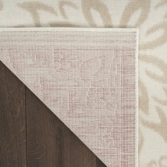 Beige and Ivory Floral Non Skid Area Rug Photo 5