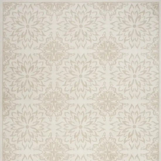 Beige and Ivory Floral Non Skid Area Rug Photo 3