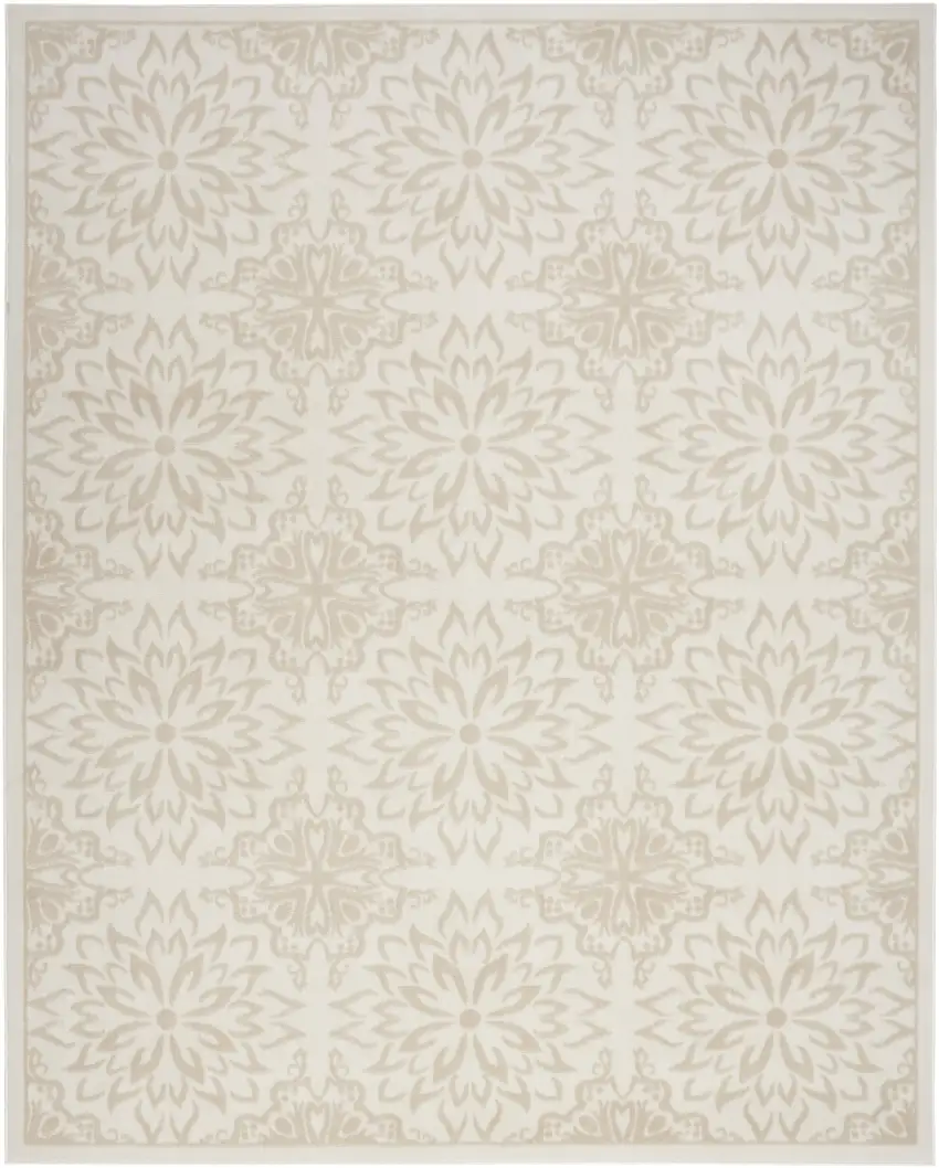Beige and Ivory Floral Non Skid Area Rug Photo 2