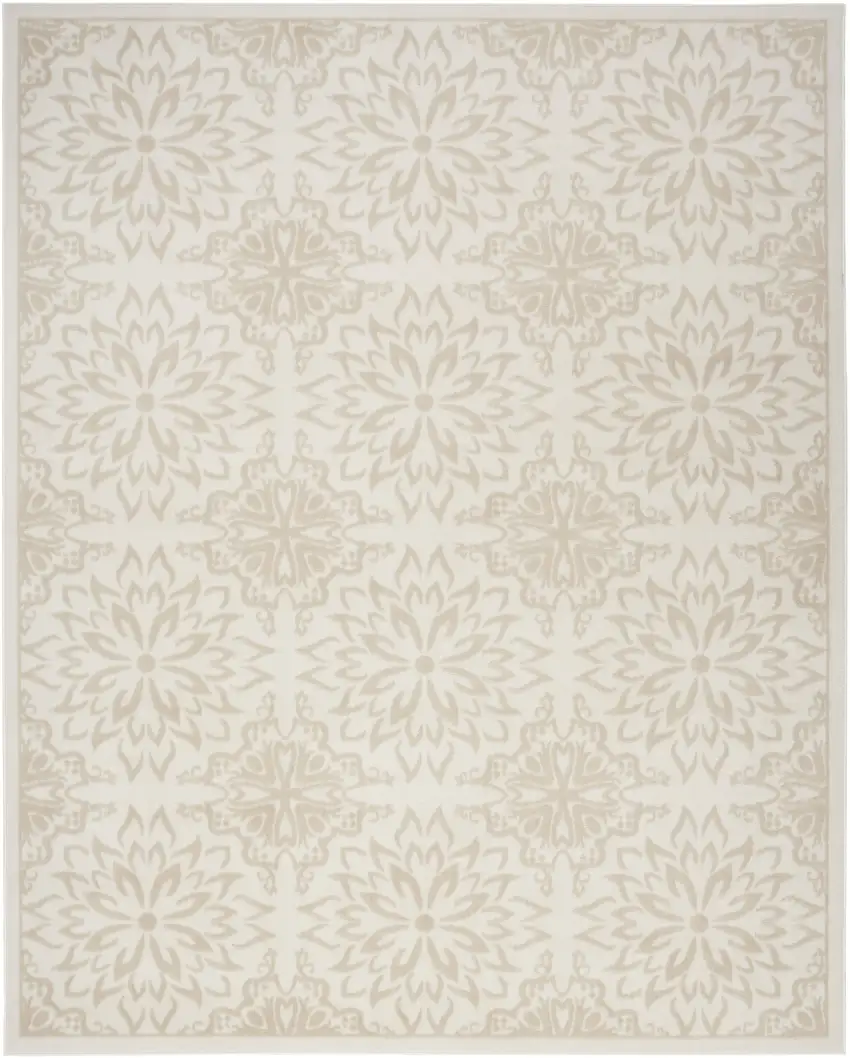 Beige and Ivory Floral Non Skid Area Rug Photo 5