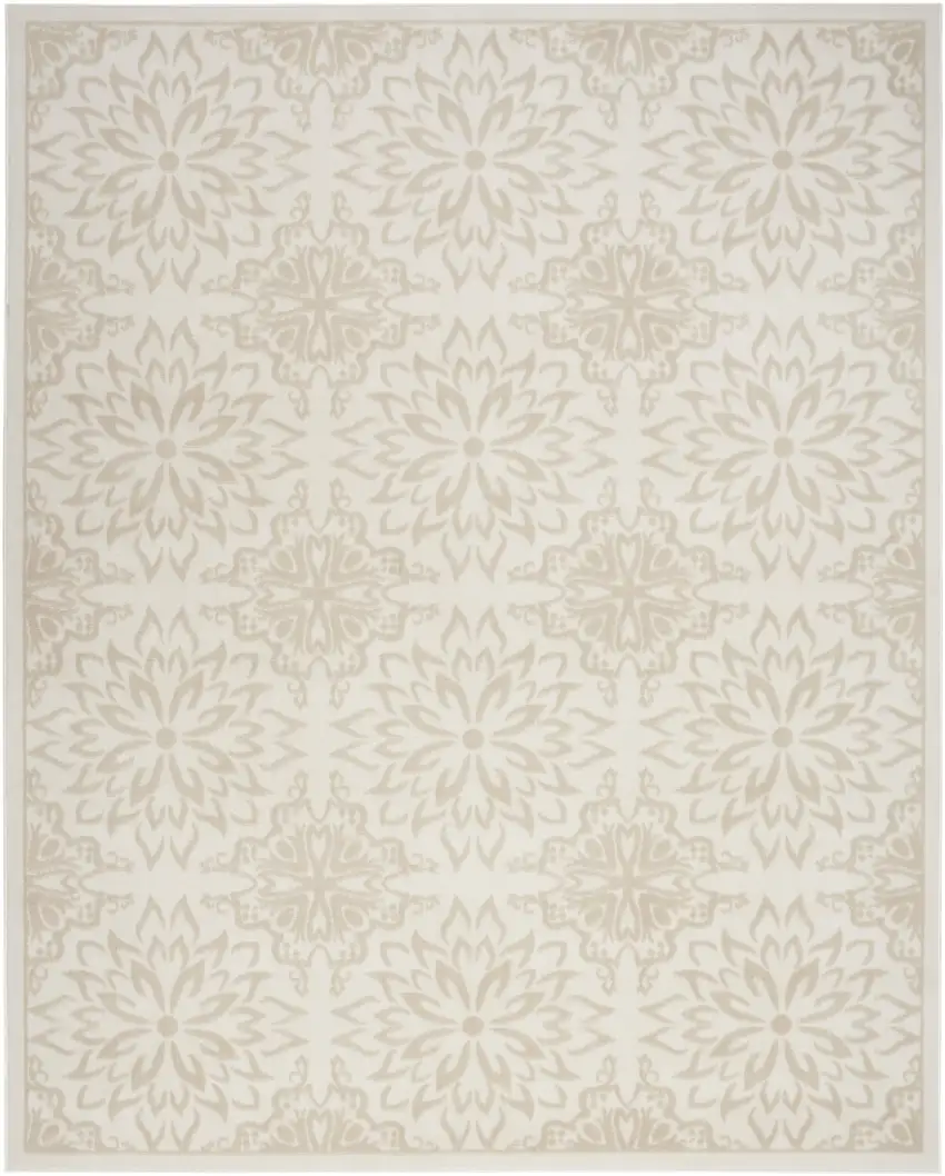 Beige and Ivory Floral Non Skid Area Rug Photo 1