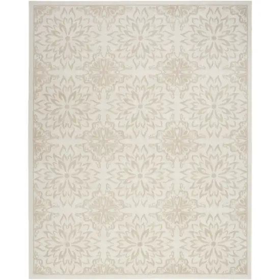 Beige and Ivory Floral Non Skid Area Rug Photo 1