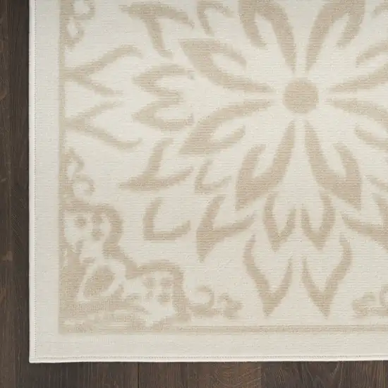 Beige and Ivory Floral Non Skid Area Rug Photo 8