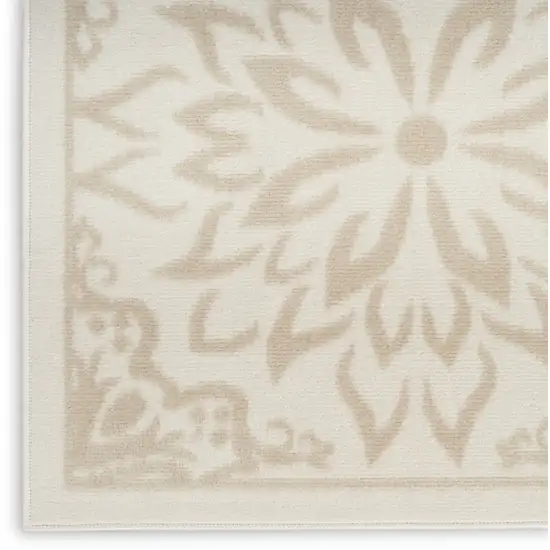 Beige and Ivory Floral Non Skid Area Rug Photo 7