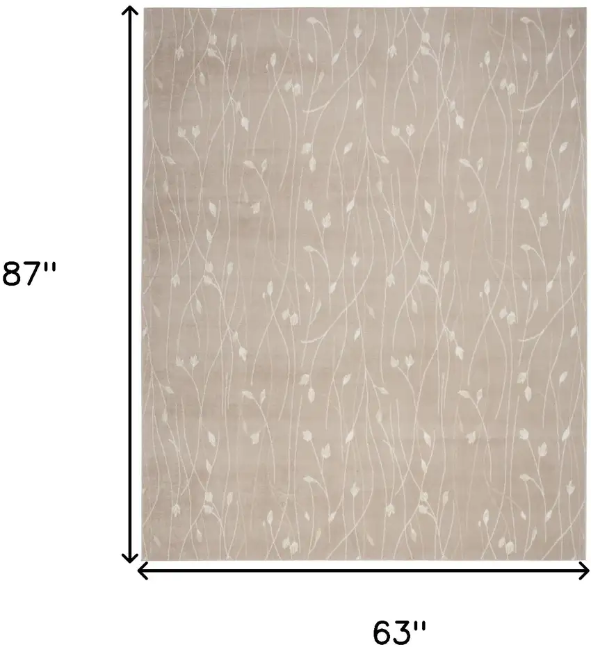 Beige and Ivory Floral Power Loom Area Rug Photo 3