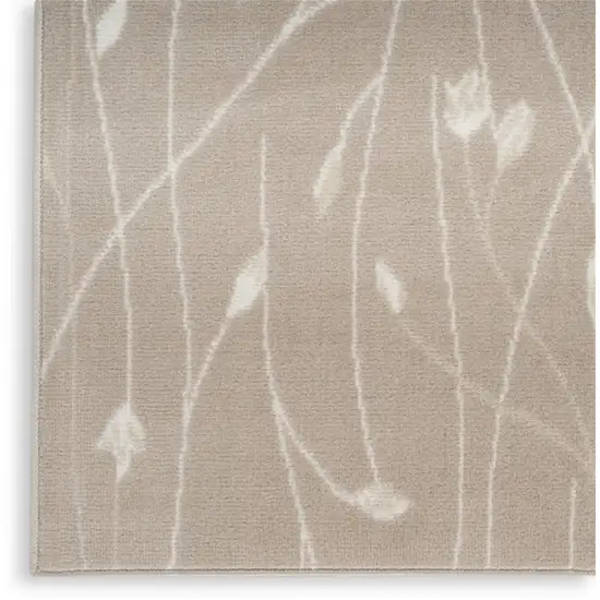 Beige and Ivory Floral Power Loom Area Rug Photo 9