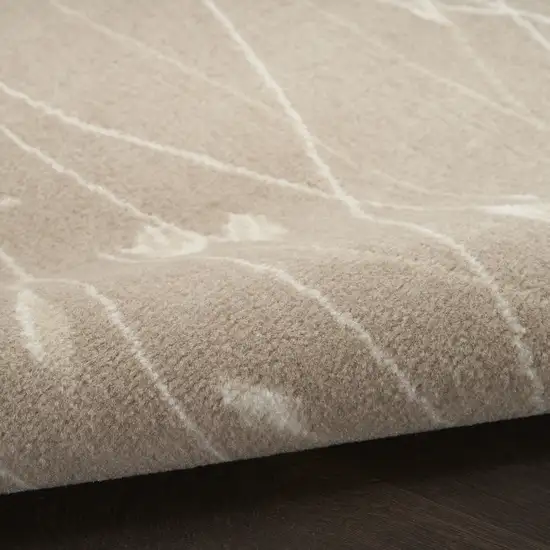 Beige and Ivory Floral Power Loom Area Rug Photo 8