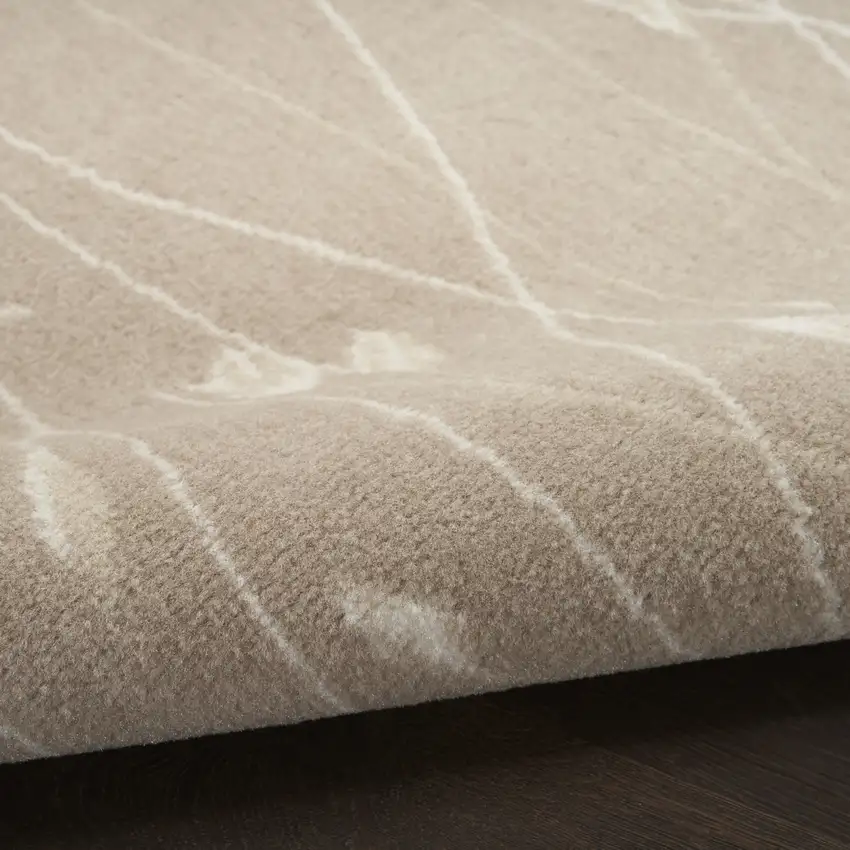 Beige and Ivory Floral Power Loom Area Rug Photo 8