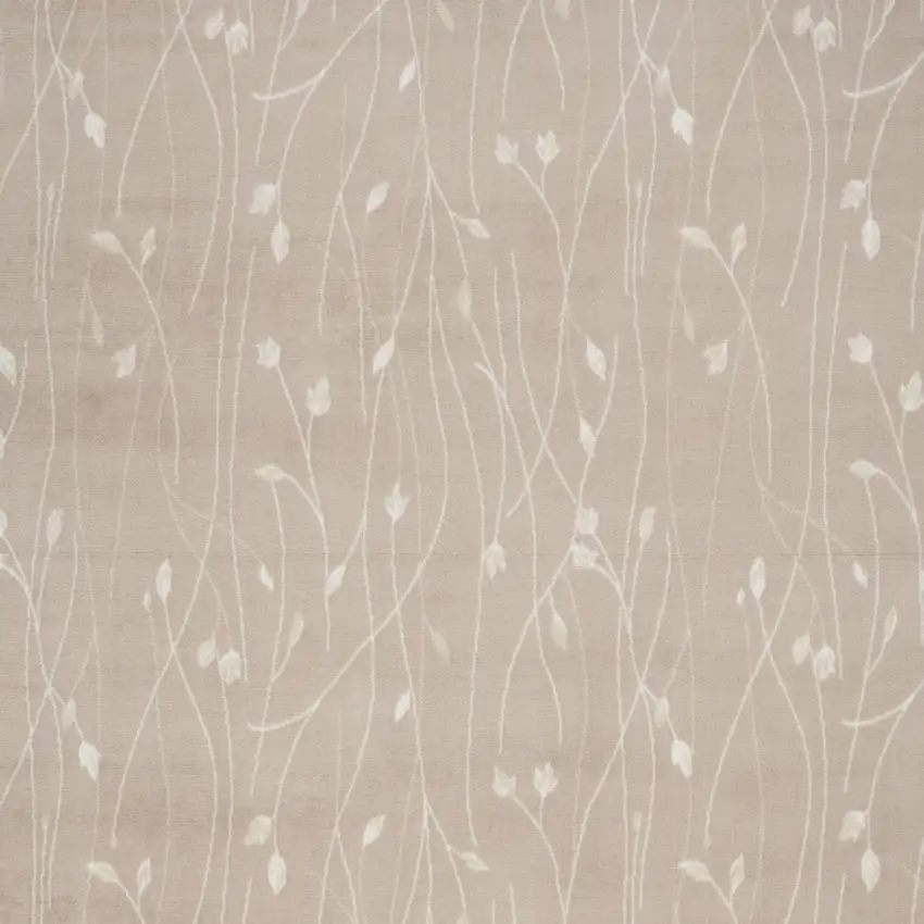 Beige and Ivory Floral Power Loom Area Rug Photo 4