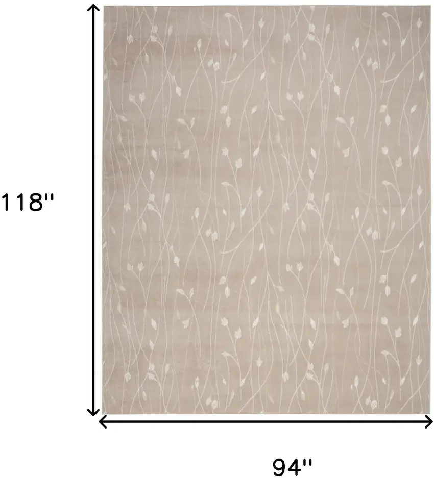 Beige and Ivory Floral Power Loom Area Rug Photo 3
