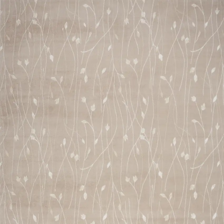 Beige and Ivory Floral Power Loom Area Rug Photo 5